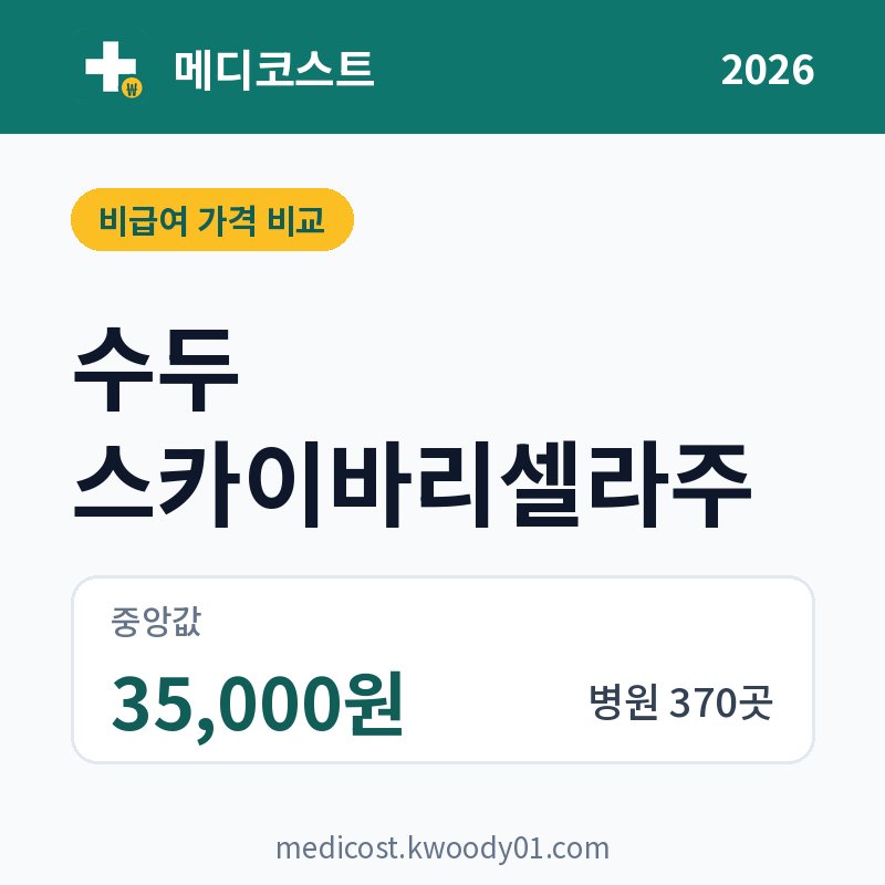 수두 스카이바리셀라주 가격 비교 2026: 중앙값 35,000원, 병원 370곳