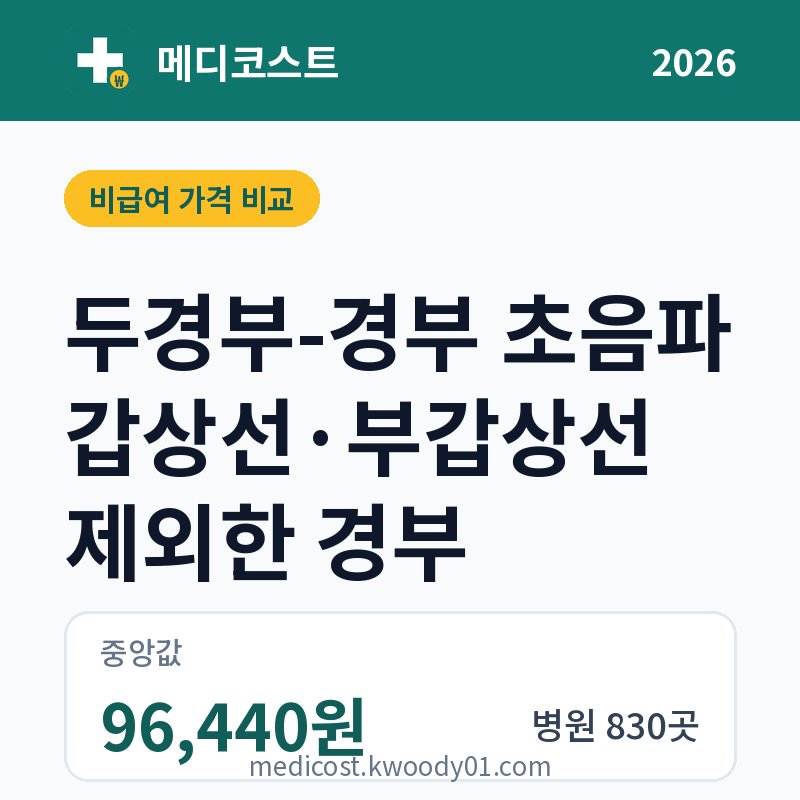 두경부-경부 초음파 갑상선·부갑상선 제외한 경부 가격 비교 2026: 중앙값 96,440원, 병원 830곳