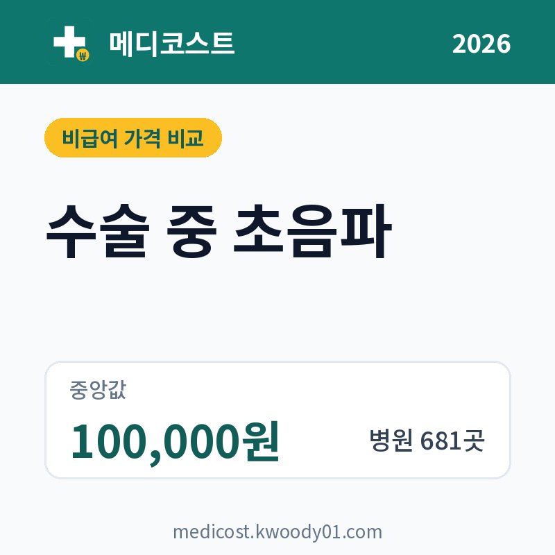 수술 중 초음파 가격 비교 2026: 중앙값 100,000원, 병원 681곳