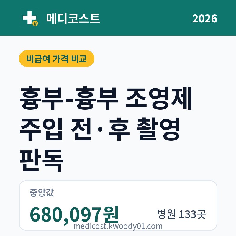 흉부-흉부 조영제 주입 전·후 촬영 판독 가격 비교 2026: 중앙값 680,097원, 병원 133곳