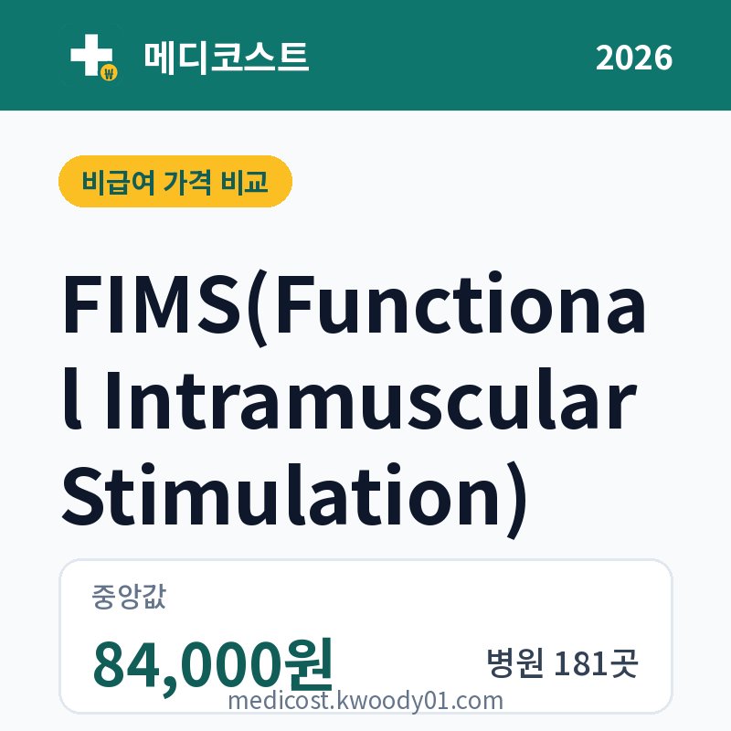 FIMS(Functional Intramuscular Stimulation) 가격 비교 2026: 중앙값 84,000원, 병원 181곳